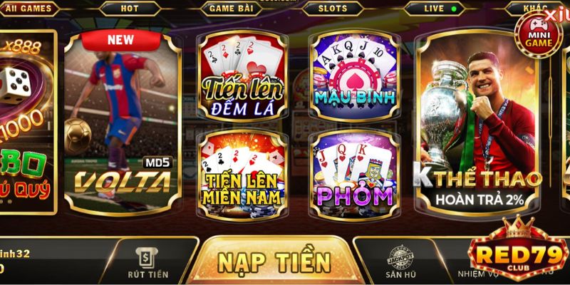 Chọn chơi game trong danh mục trò chơi của Red79